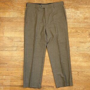 Vintage Mens Wool Houndstooth Pants Size 32x29 1990s Beige/Brown Trousers
